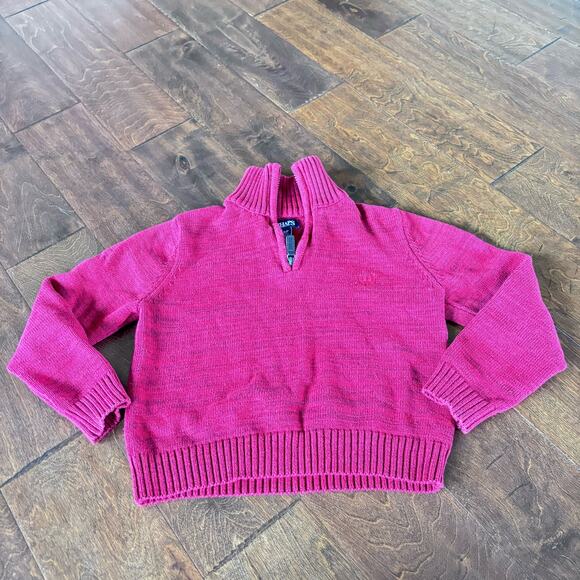 Chaps Boys Small 8 Sweater Red Quarter Zip Knit Pullover - Picture 2 of 6